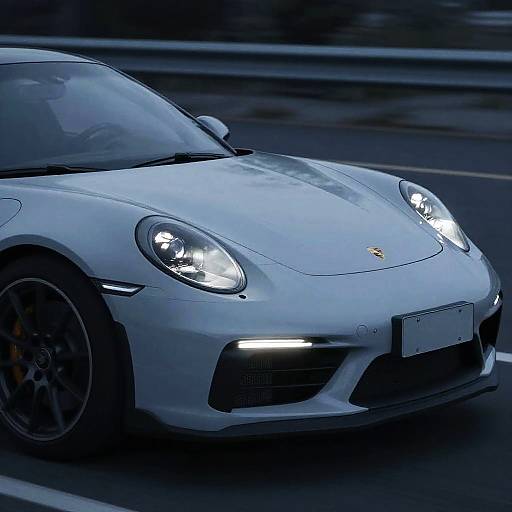 Blue Sports Car in Motion