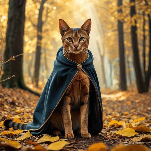 Mystical Abyssinian Cat in Enchanted Forest
