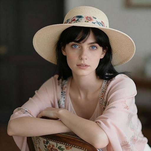 Woman in Beige Sunhat and Shawl
