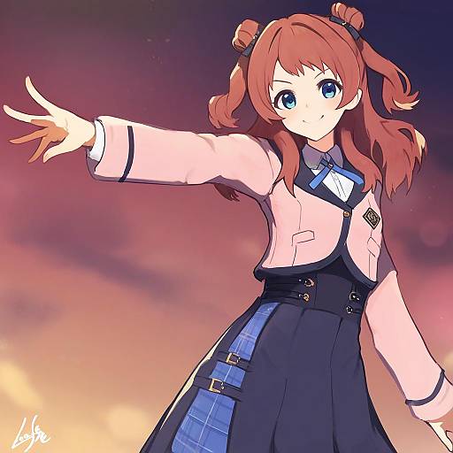 Illustration of Hanami saki, gakuen idolmaster in the style of Lansane