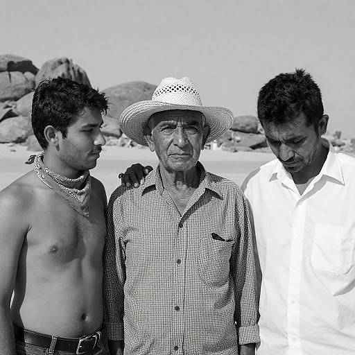 Desert Portrait: Three Men in Contrast