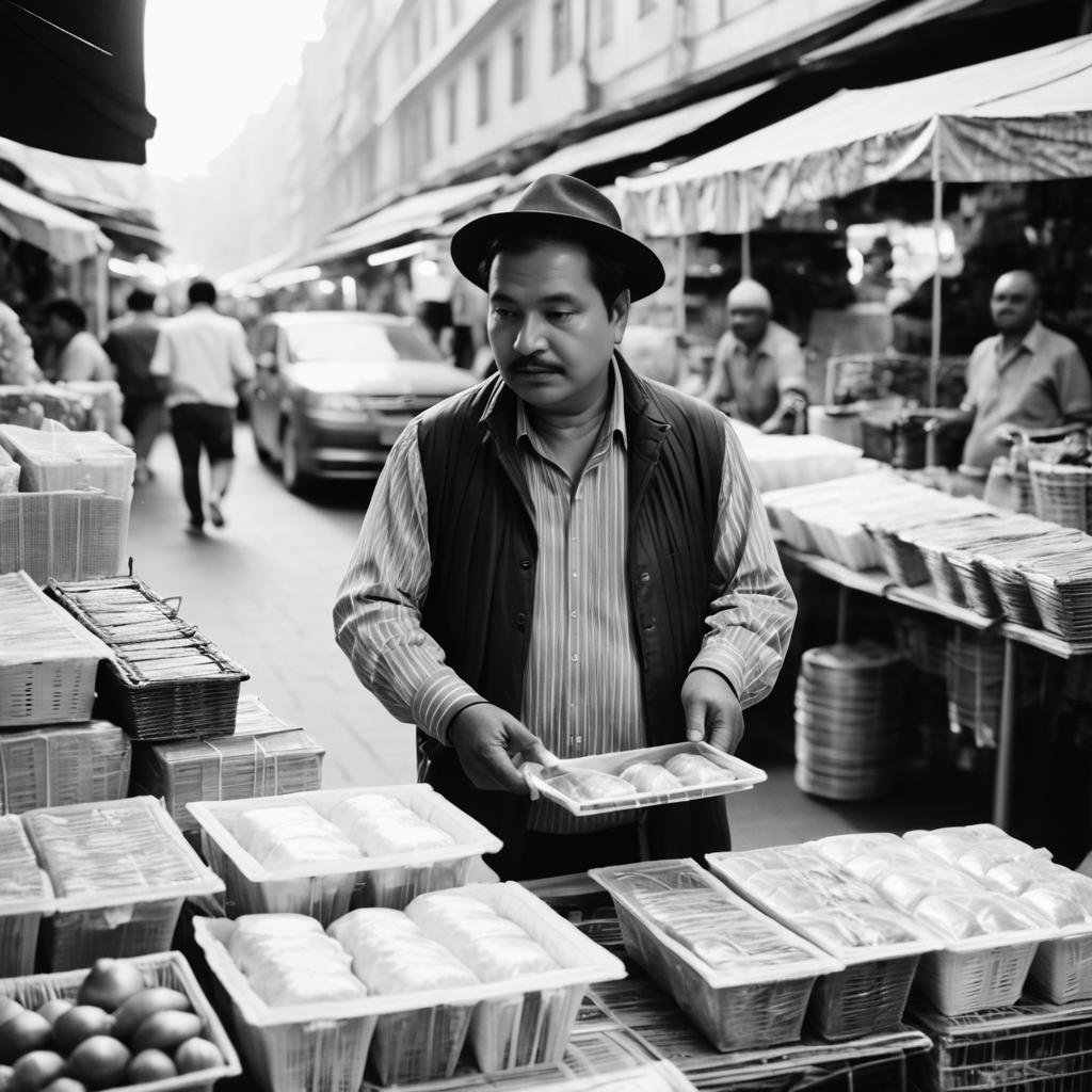 Candid Marketplace Scene on Ilford Film