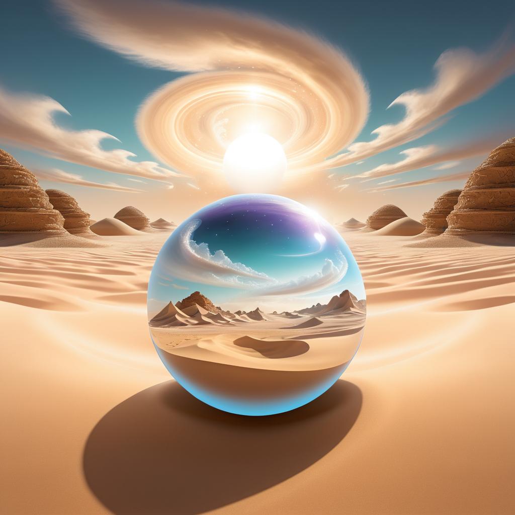 Mystical Crystal Ball in Desert Landscape