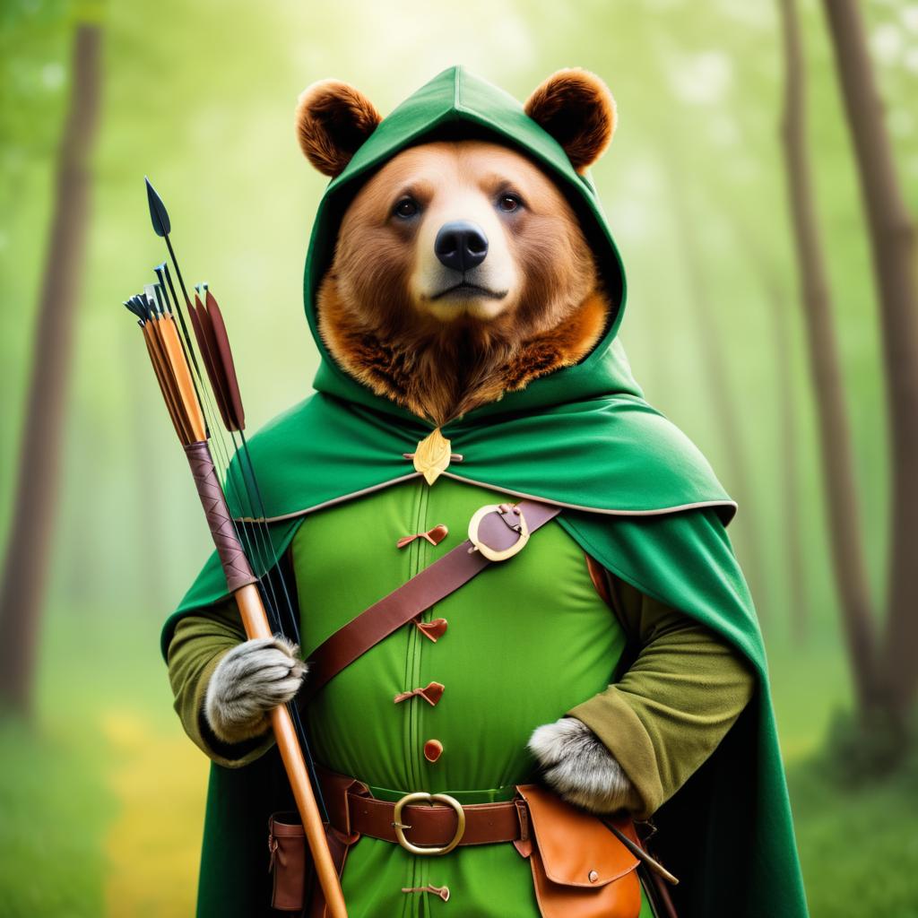 Whimsical Bear as Robin Hood Portrait