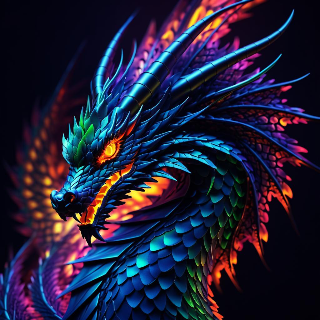 Cinematic Fractal Dragon with Flames