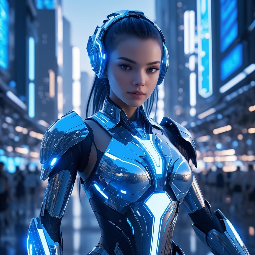 Cinematic Robot Girl in Futuristic City