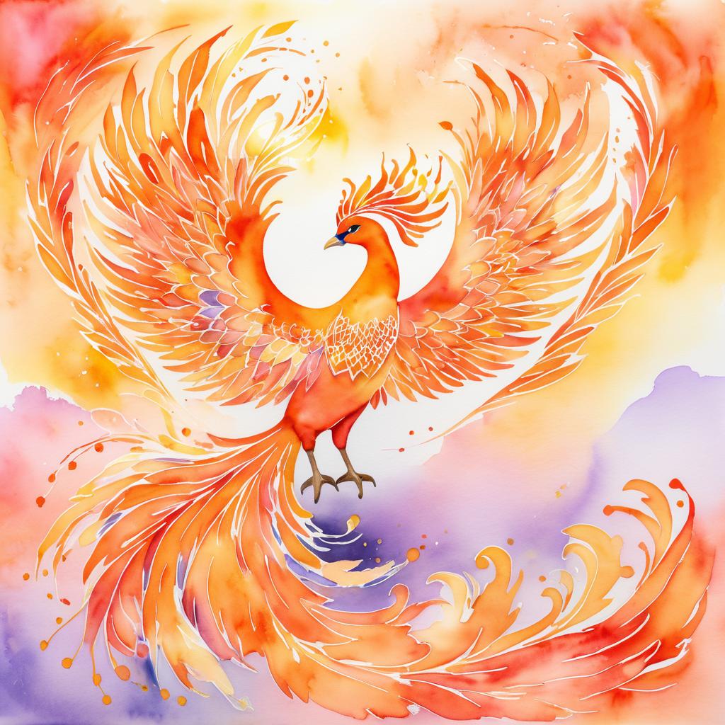 Majestic Phoenix in Ethereal Watercolors