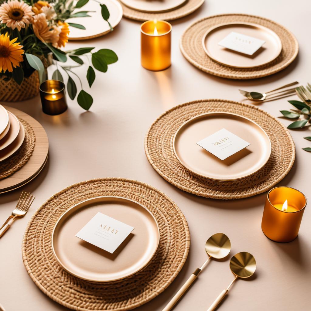 Elegant Bohemian Wedding Tablescape Mockup