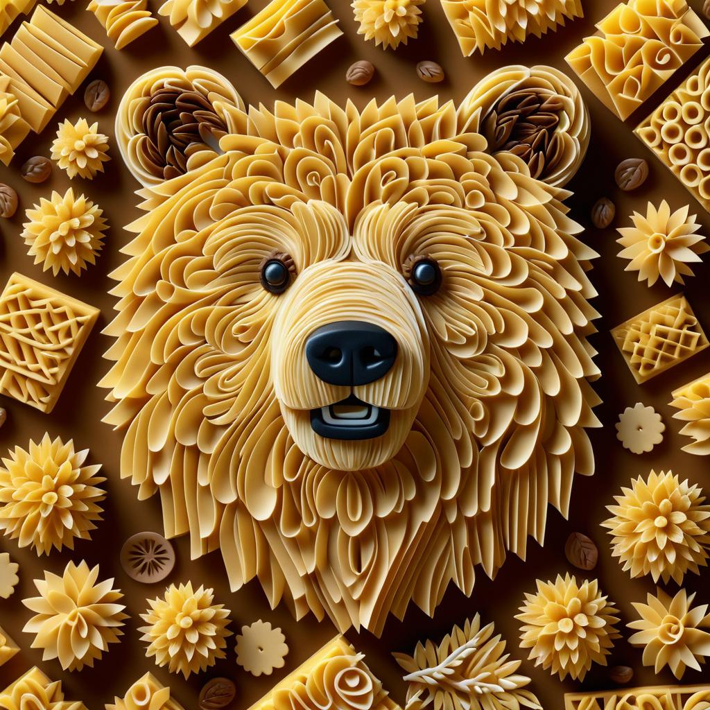 Realistic Bear Made of Ziti Art