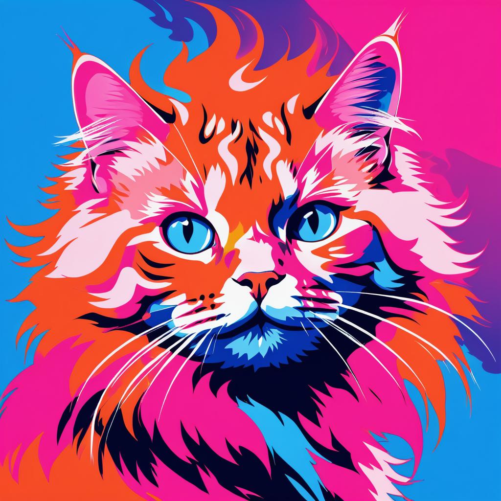 Vibrant Cat in Pop Art Style