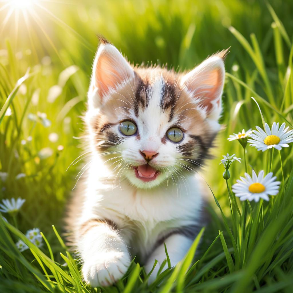 Playful Kitten in a Sunny Meadow