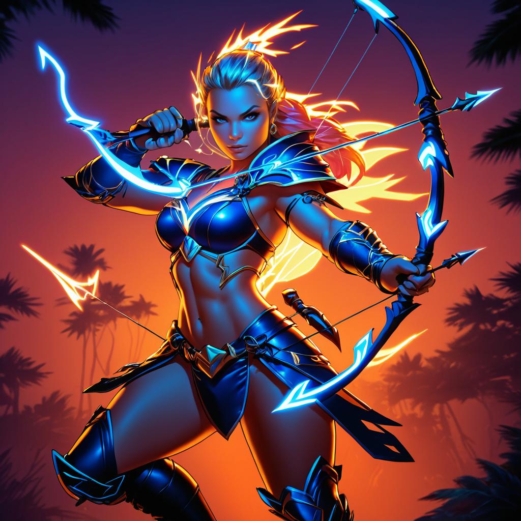 Electrifying Archer in Vibrant Sunset