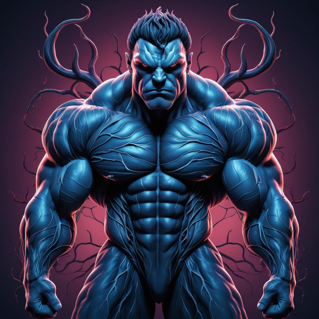 Surreal Illustration of a Muscular Creature