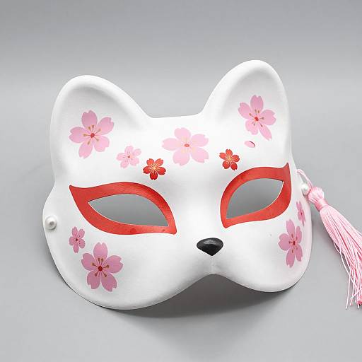 Elegant White Fox Mask with Blossoms