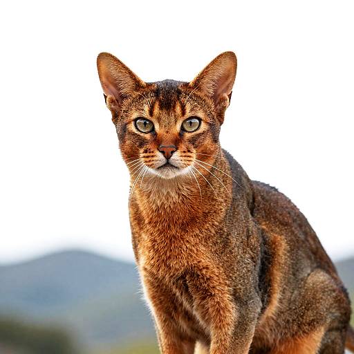 Abyssinian Cat Portrait on Mountain