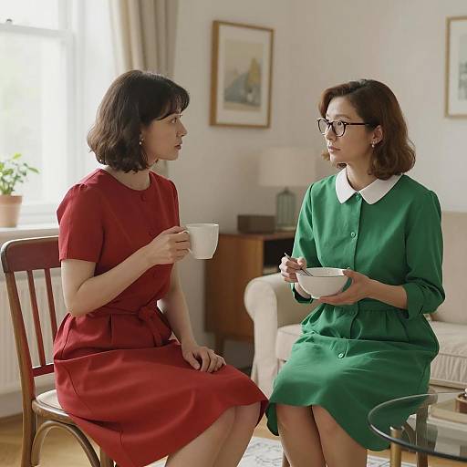 Intimate Conversation in a Cozy Living Room