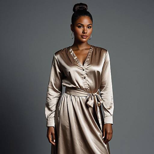 Elegant Woman in Satin Dress