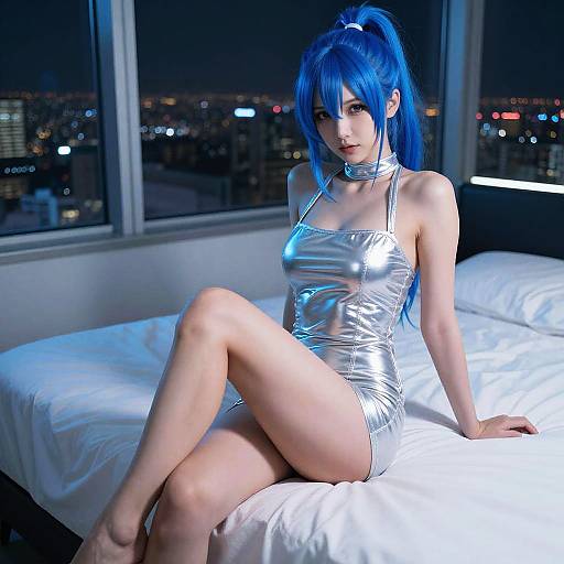 Sexy Blue-Haired Anime Woman
