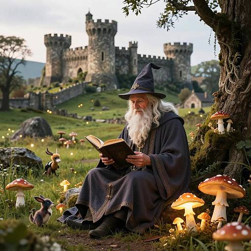 Wise Wizard in Enchanted Meadow