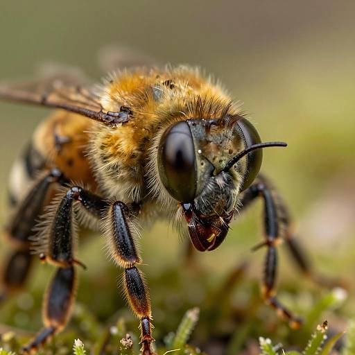 Ultra Macro Close-Up of Bumblebee Face