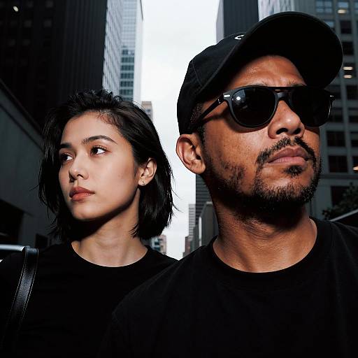 Urban Portrait of Two People in Cityscape