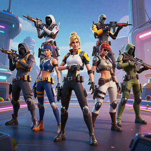 Fortnite Squad on Futuristic Battlefield