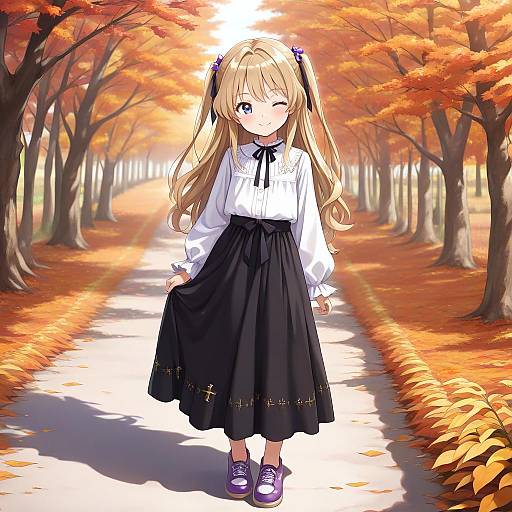 Kawaii Autumn Countryside Child Portrait