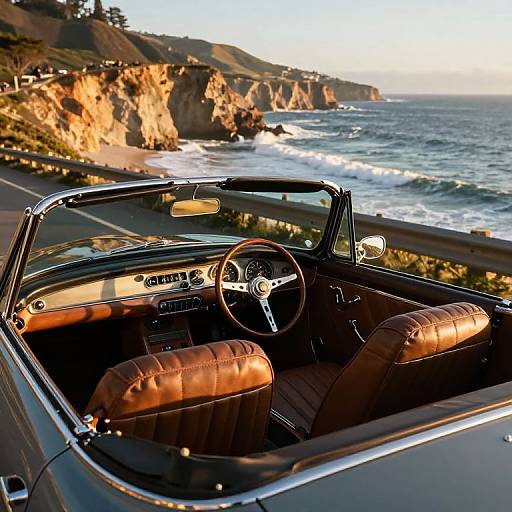 Vintage Convertible Coastal Drive at Golden Hour
