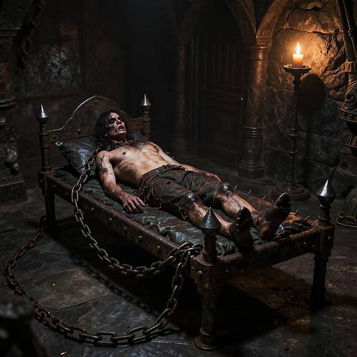 Dark Medieval Dungeon Torture Bed