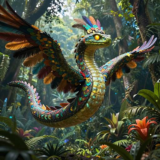 Powerful Feathered Serpent Soaring
