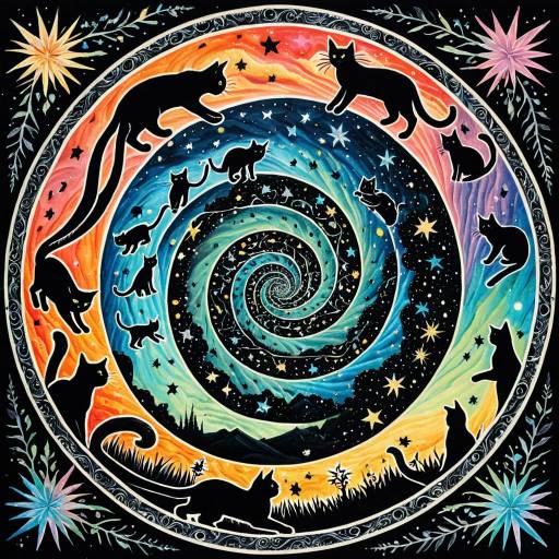 Surreal Cat Spiral in Cosmic Colors