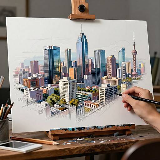 Futuristic Artist's Digital Workspace