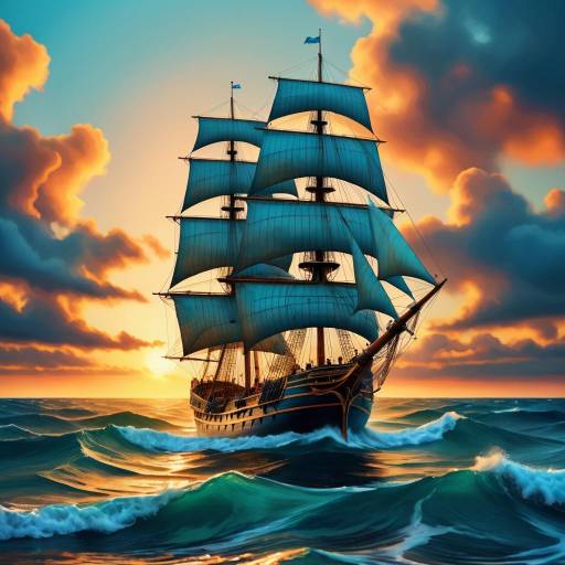 Sailing Ship at Sunset