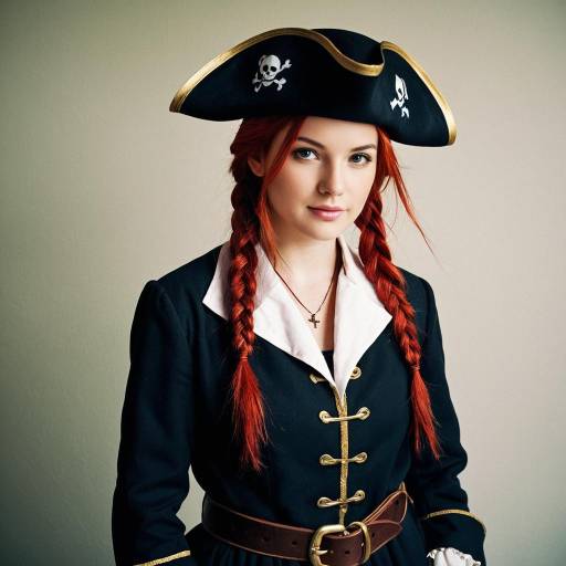 Woman in Pirate Costume with Red Braided Hair
