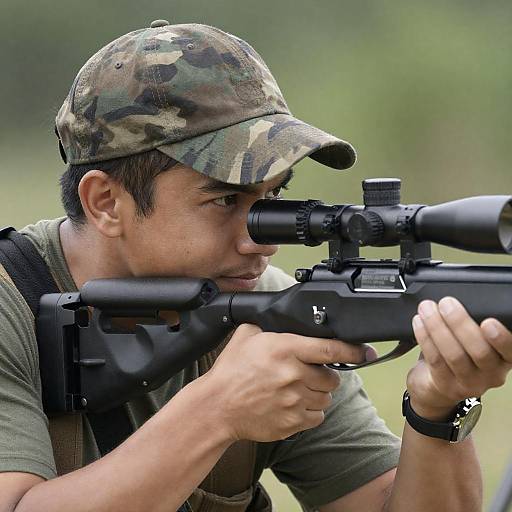 Intense Sniper in Camo Gear
