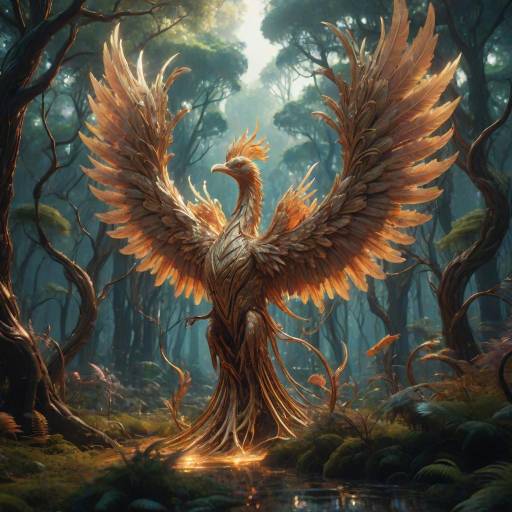 Surreal Phoenix in an Alien Forest