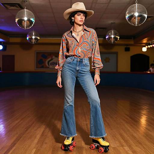 Charismatic Man in 70s Roller Rink