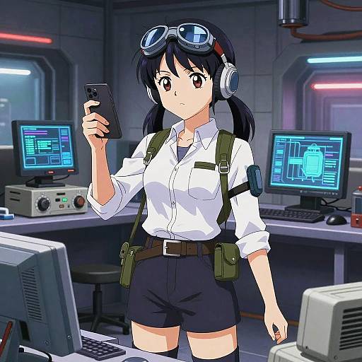 Futuristic Anime Girl Detective Scene