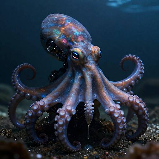 Cybernetic Octopus with Bioluminescent Ink