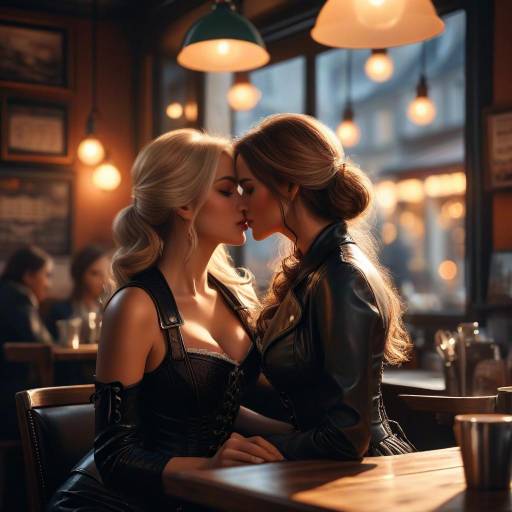 Romantic Café Scene with Cozy Lighting