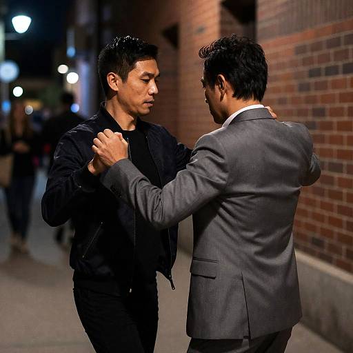 Nighttime Alley Dance Between Friends