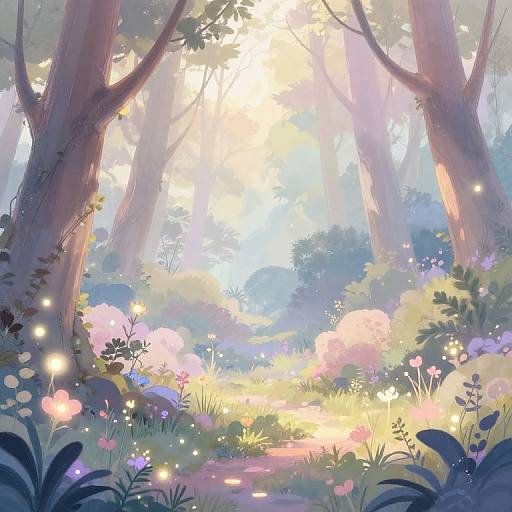 Pastel Fantasy Forest Wallpaper