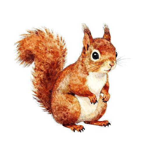 Timid Squirrel Watercolor Illustration