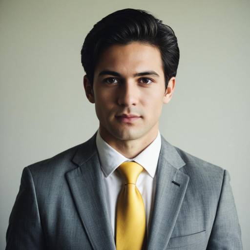 Young Man in Grey Suit with Yellow Tie