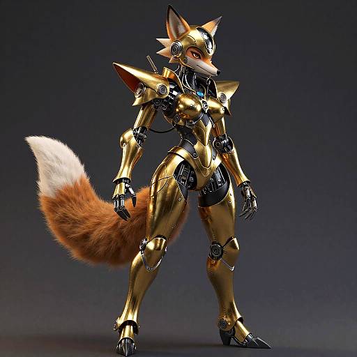 Cyberpunk Renamon in Black Gold Armor