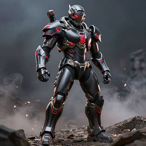 Armored Warrior in Dystopian Wasteland