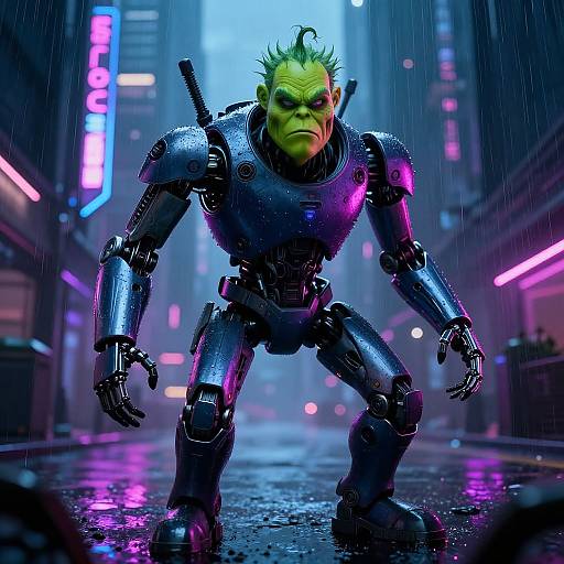 Dystopian Grimace Cyberpunk Enforcer