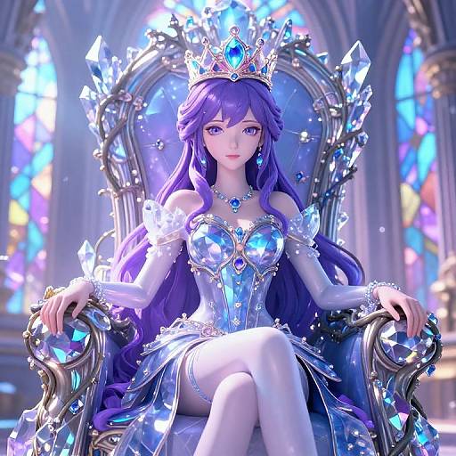 Ethereal Anime Princess on Crystal Throne