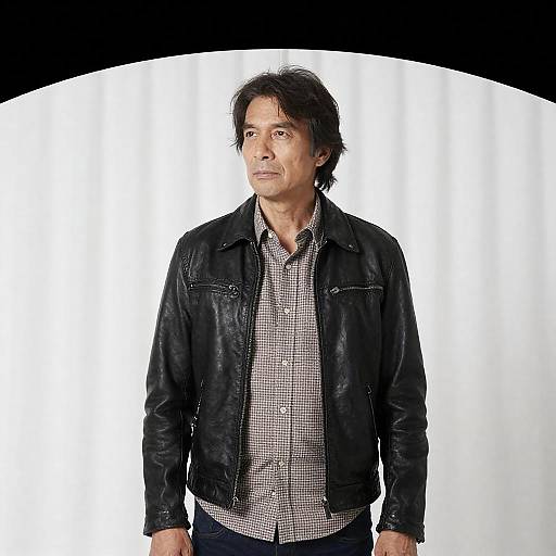 Middle-Aged Man in Leather Jacket Portrait
