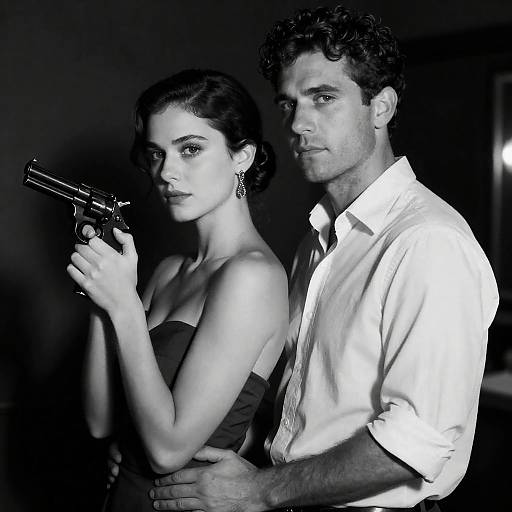 Dramatic Black and White Gun Portrait